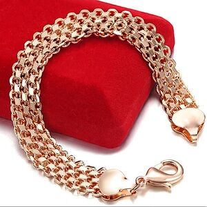 NEW ROSE GOLD FILLED 12MM VENITIAN CHAIN LINK BRACELET